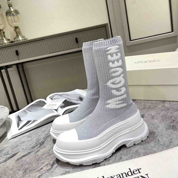 Alexander Mqueen Women's McQueen Graffiti Knit Tread Slick Boot - Image 8
