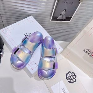 Alexander Mqueen Women's Oversized Hybrid Slide In Silver