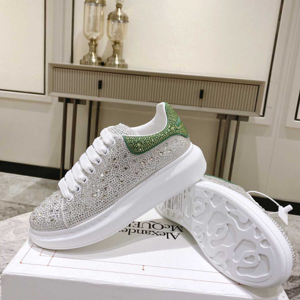 Alexander Mqueen Women's Oversized Sneaker In White/Acid Green - Image 8