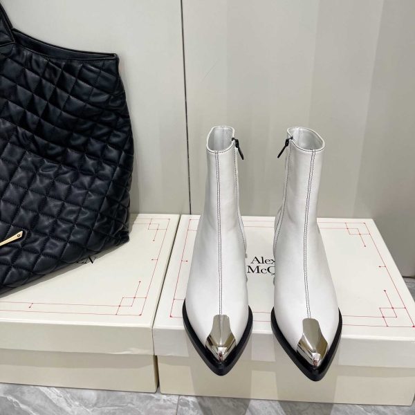 Alexander Mqueen Women's Punk Boot In White /Silver - Image 3