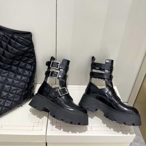 Alexander Mqueen Women's Rave Buckle Boot In Black/Silver