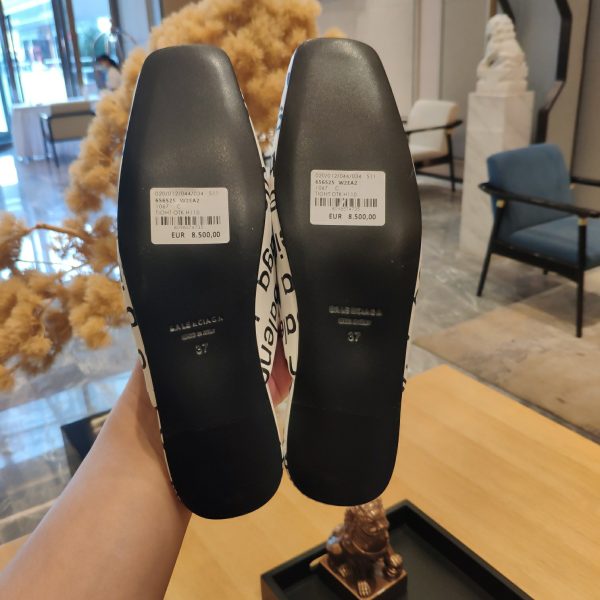 Balenciaga Logo Leather Backless Loafers - Image 8