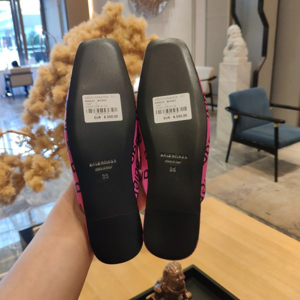 Balenciaga Logo Leather Backless Loafers - Image 8