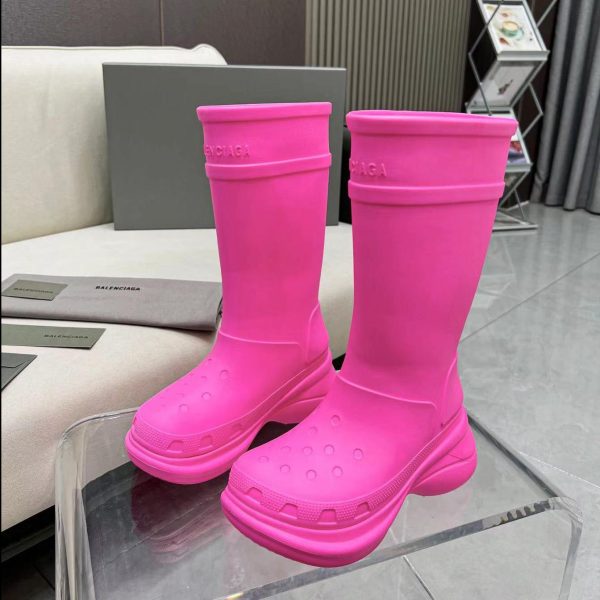 Balenciaga Crocs™ Boot In Bright Pink Rubber