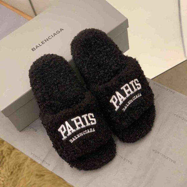 Balenciaga Cities Paris Furry Slide Sandal