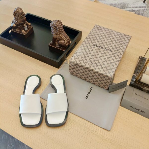 Balenciaga Logo Leather Slide Sandal