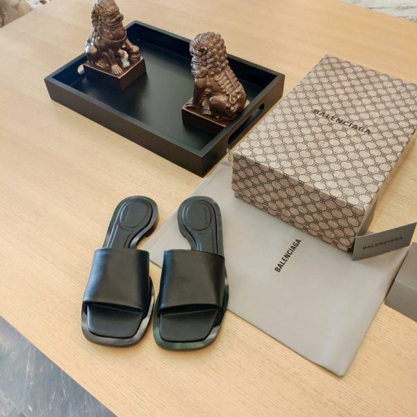 Balenciaga Logo Leather Slide Sandal