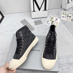 Balenciaga Paris High Top Sneaker BB Monogram In Black