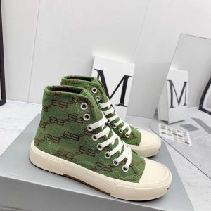 Balenciaga Paris High Top Sneaker BB Monogram In Green