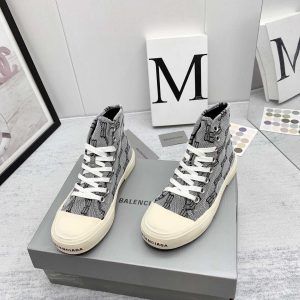 Balenciaga Paris High Top Sneaker BB Monogram In Grey