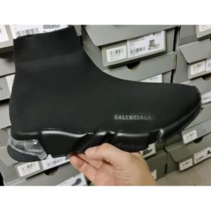 Balenciaga Speed Clear Sole Sneaker In Black Recycled Knit