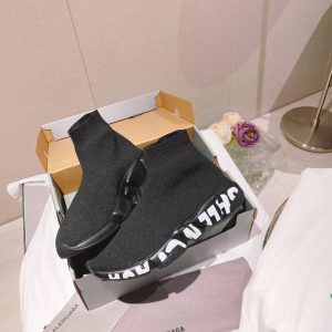 Balenciaga Speed Graffiti Sneaker In Black Knit