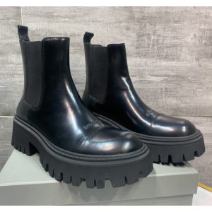 Balenciaga Tractor 20mm Boot In Black Smooth Calfskin