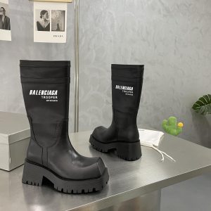 Balenciaga Trooper Boots In Black Calfskin