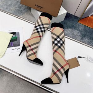 Burberry Knitted Check Sock Boots