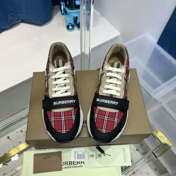 Burberry Leather And Vintage Check Cotton Sneakers - Image 3