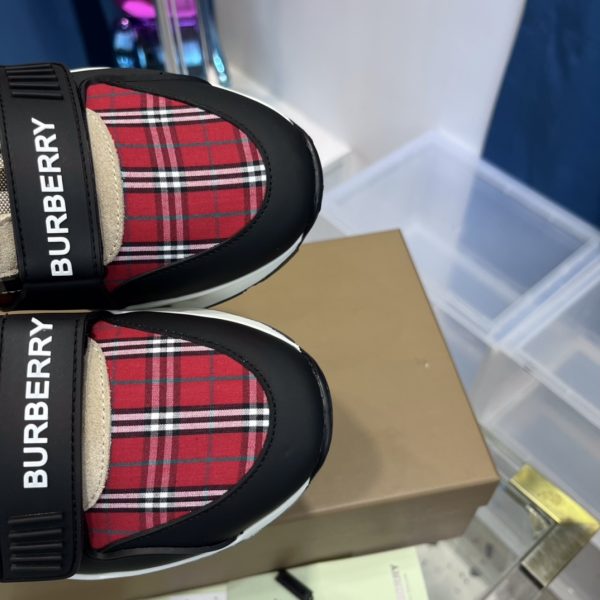 Burberry Leather And Vintage Check Cotton Sneakers - Image 5