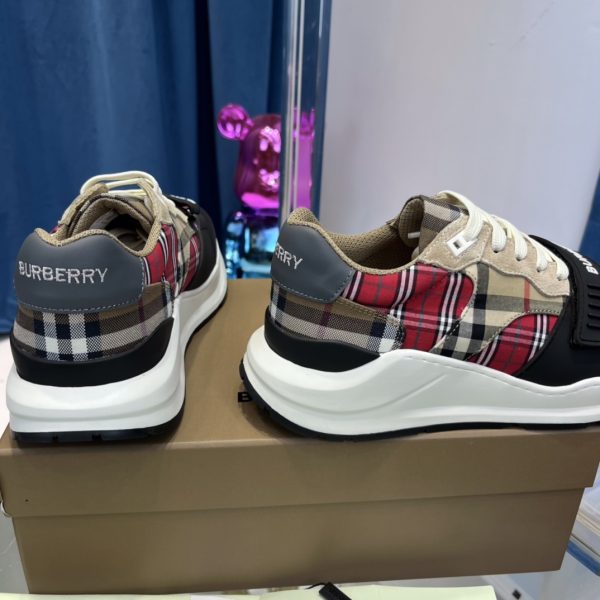 Burberry Leather And Vintage Check Cotton Sneakers - Image 6