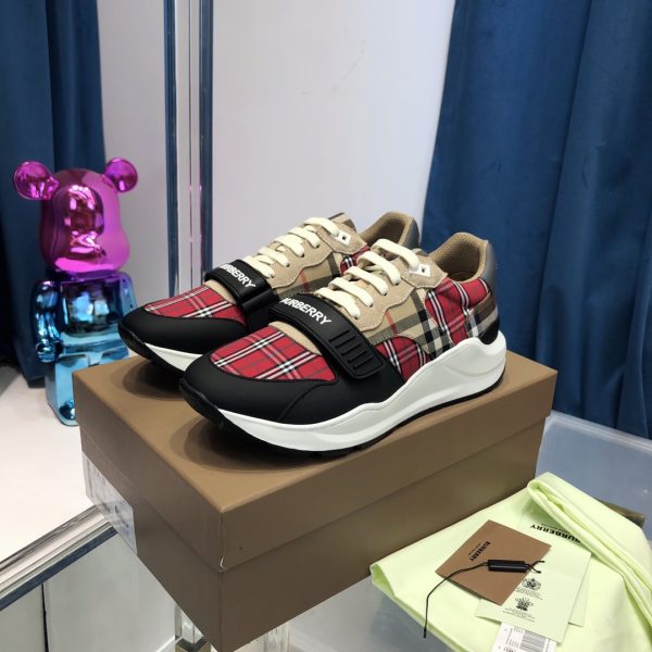Burberry Leather And Vintage Check Cotton Sneakers