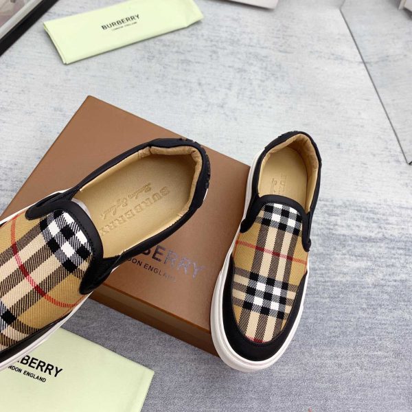 Burberry Leather And Vintage Check Slip-On Sneakers - Image 2