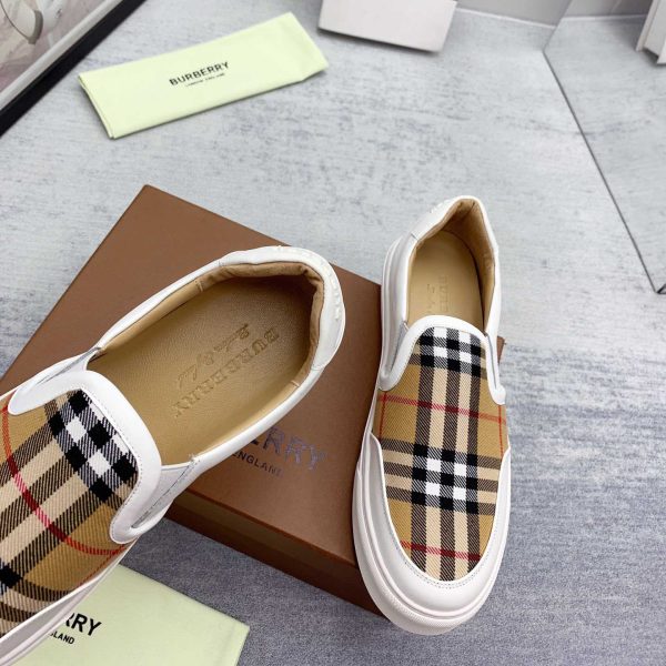 Burberry Leather And Vintage Check Slip-On Sneakers - Image 2