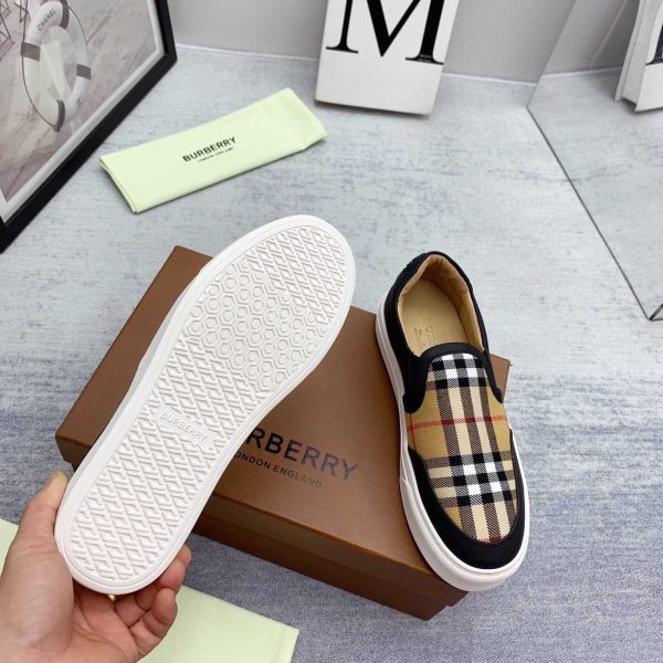 Burberry Leather And Vintage Check Slip-On Sneakers - Image 3