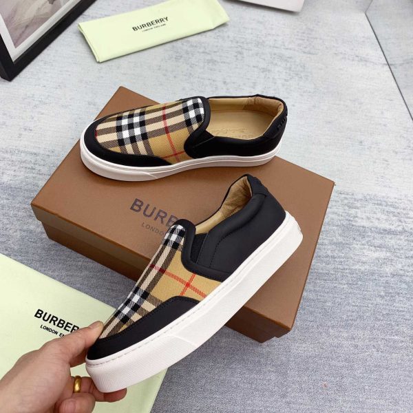 Burberry Leather And Vintage Check Slip-On Sneakers - Image 4