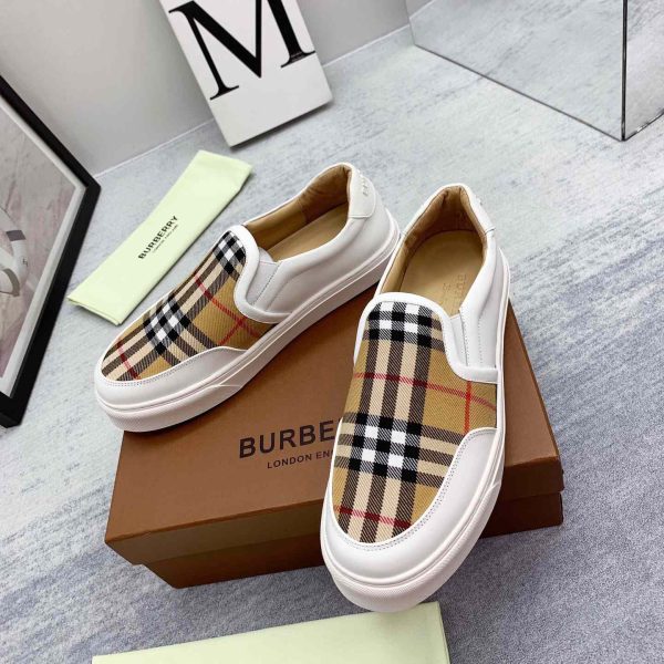 Burberry Leather And Vintage Check Slip-On Sneakers - Image 4