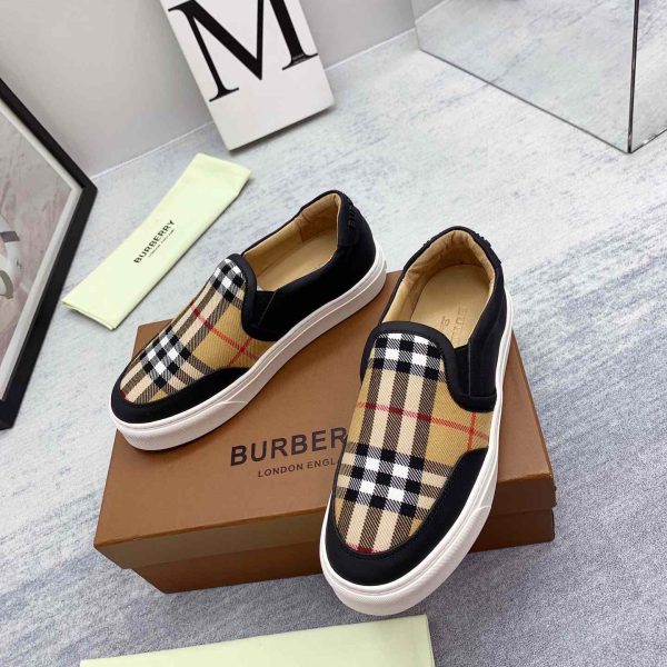Burberry Leather And Vintage Check Slip-On Sneakers - Image 6
