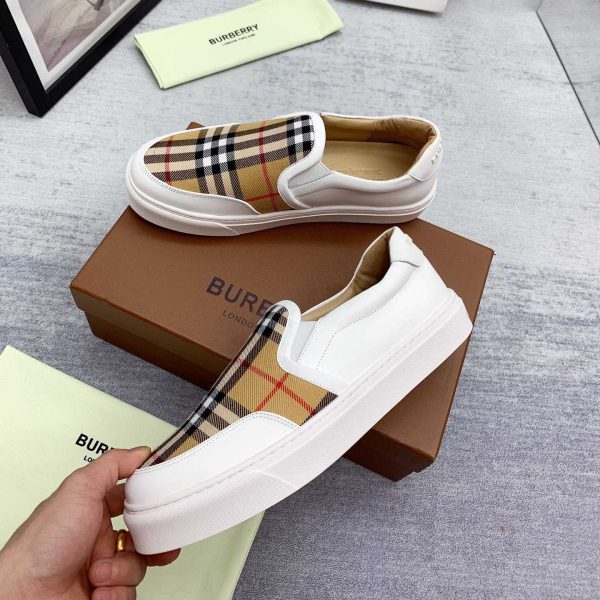 Burberry Leather And Vintage Check Slip-On Sneakers - Image 6