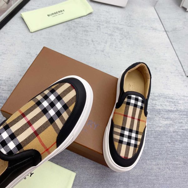 Burberry Leather And Vintage Check Slip-On Sneakers - Image 8