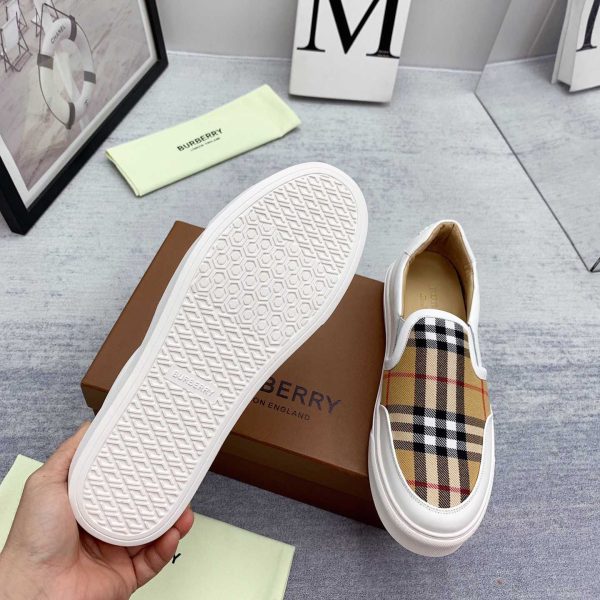 Burberry Leather And Vintage Check Slip-On Sneakers - Image 8