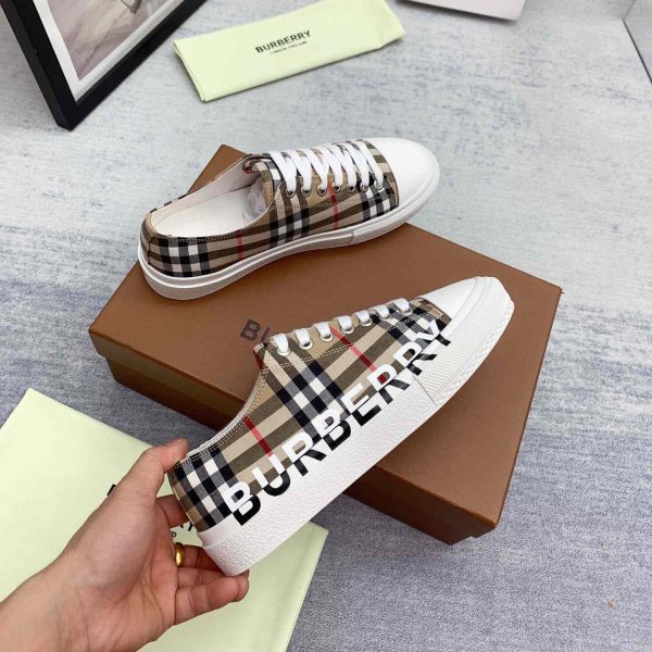 Burberry Logo Print Vintage Check Cotton Sneakers - Image 2