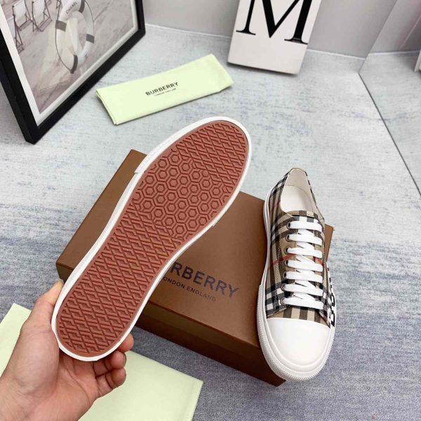 Burberry Logo Print Vintage Check Cotton Sneakers - Image 3