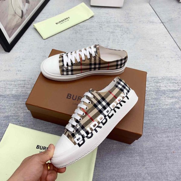 Burberry Logo Print Vintage Check Cotton Sneakers - Image 4