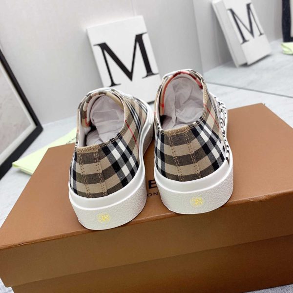Burberry Logo Print Vintage Check Cotton Sneakers - Image 6