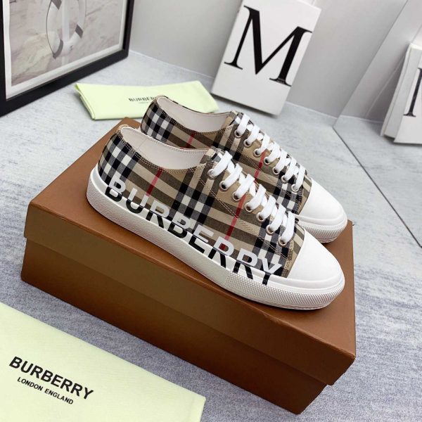 Burberry Logo Print Vintage Check Cotton Sneakers
