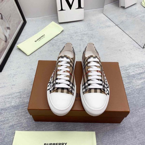 Burberry Logo Print Vintage Check Cotton Sneakers - Image 8