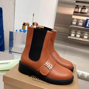 Burberry Monogram Motif Leather Chelsea Boots