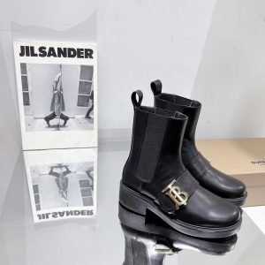 Burberry Monogram Motif Leather Chelsea Boots