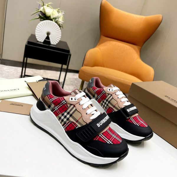 Burberry Vintage Contrast Check And Leather Sneakers