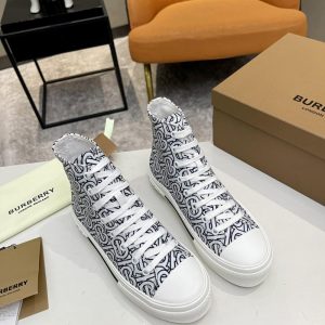 Burberry Vintage Monogram Print Cotton High-top Sneakers