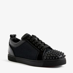 Christian Louboutin Fun Louis Junior Spike-Embellished Leather And Mesh Low-Top Trainers