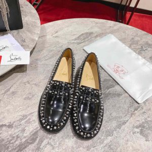 Christian Louboutin Women's Mattia Spikes Leather Loafers