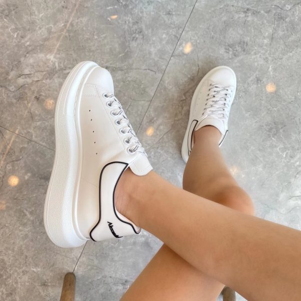 Alexander Mqueen Raised-Sole Low-Top Leather Trainers - Image 2