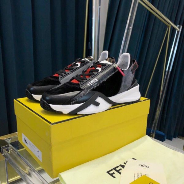 Fendi Black & Grey Suede 'Flow' Sneakers