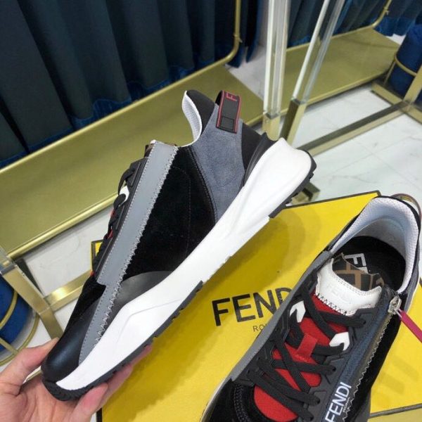 Fendi Black & Grey Suede 'Flow' Sneakers - Image 6