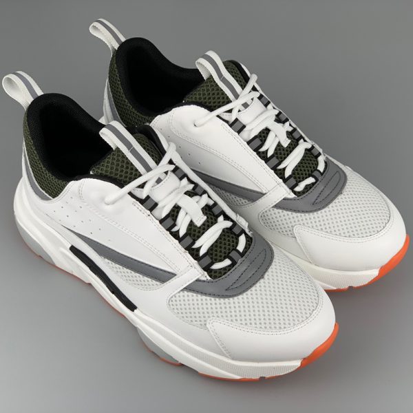 Dior "B22" Sneaker In Grey Technical Knit And White, White Calfskin - Image 5