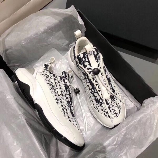 Dior White Dior Oblique "B24" Sneaker With 'Cannage' Motif - Image 2