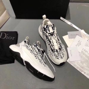Dior White Dior Oblique "B24" Sneaker With 'Cannage' Motif